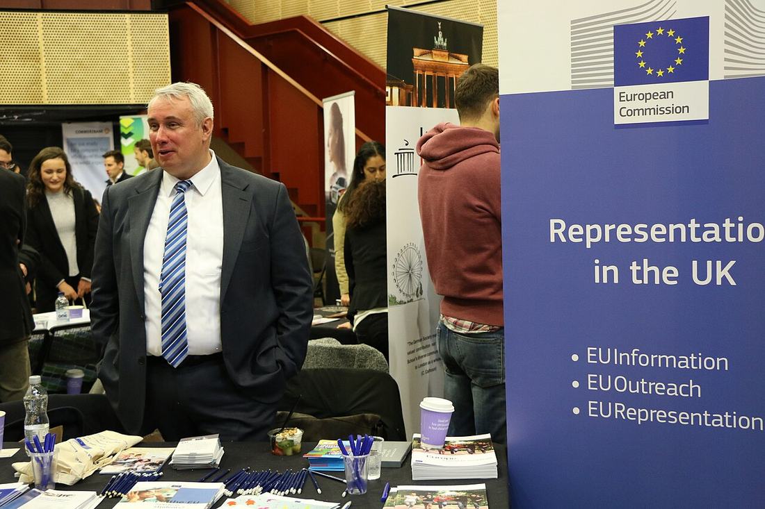 Exhibitors at a career fair